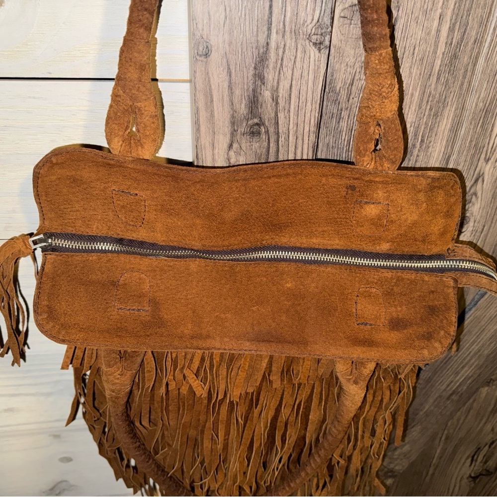 Boho Fringe Suede Shoulder Bag in Brown - Picture 7 of 8